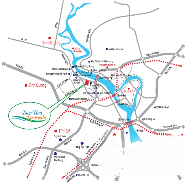 Vị trí dự án Biên Hòa Riverside