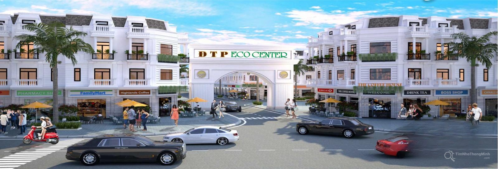 Phối cảnh dự án ĐTP Eco Center Phối cảnh cổng chào và khu nhà phố tại dự án ĐTP Eco Center