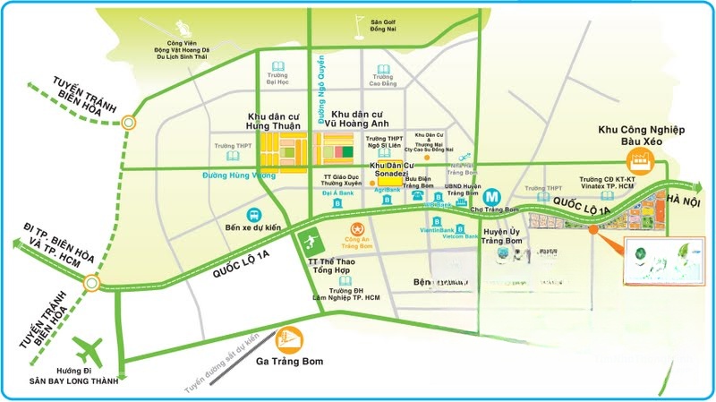 Vị trí dự án Green Town Trảng Bom trên bản đồ Vị trí dự án Green Town Trảng Bom