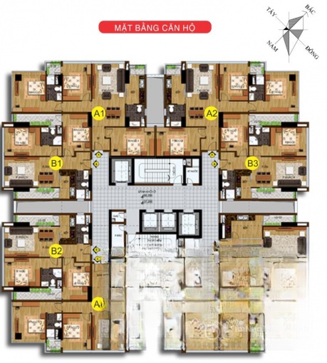 Mặt bằng tầng điển hình Chung cư Hạ Đình Tower