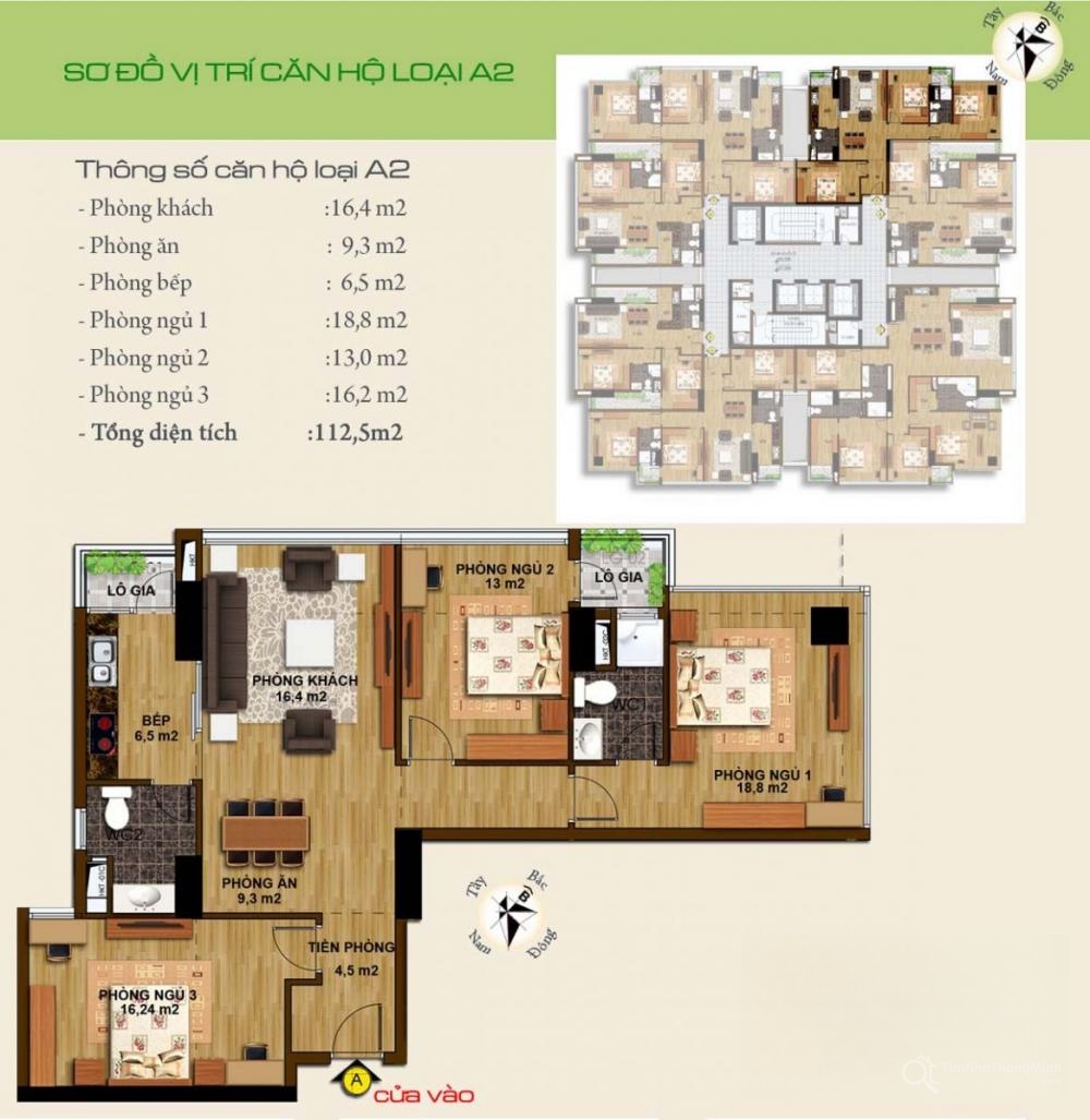 Mẫu thiết kế căn hộ A2 Hạ Đình Tower