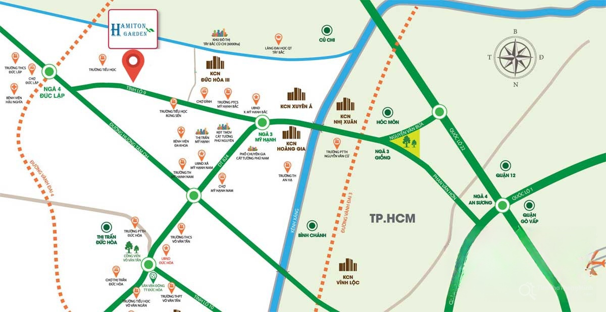 Vị trí dự án Hamilton Garden trên bản đồ Vị trí dự án Hamilton Garden
