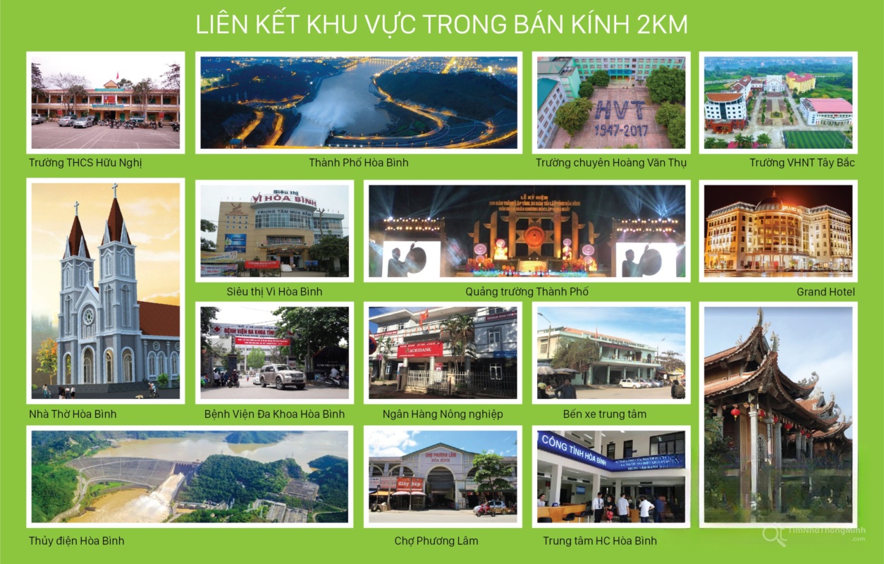 Liên kết tiện ích của dự án Hòa Bình New City trong vòng bán kính 2km