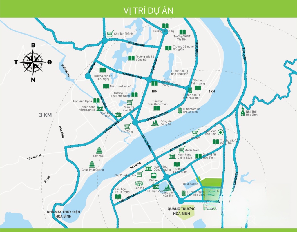 Vị trí dự án Khu đô thị Hòa Bình New City trên bản đồ