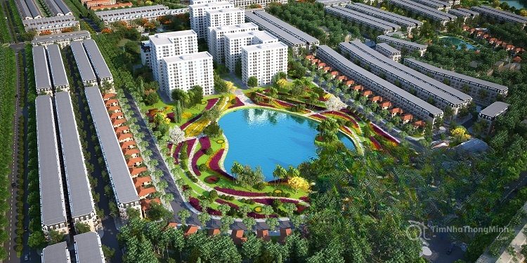 Hồ sinh thái toạ lạc tại trung tâm giúp điều hoà không khí