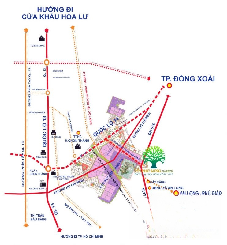Vị trí dự án Khu đô thị sinh thái An Phú Long Garden trên bản đồ Vị trí dự án Khu đô thị sinh thái An Phú Long Garden