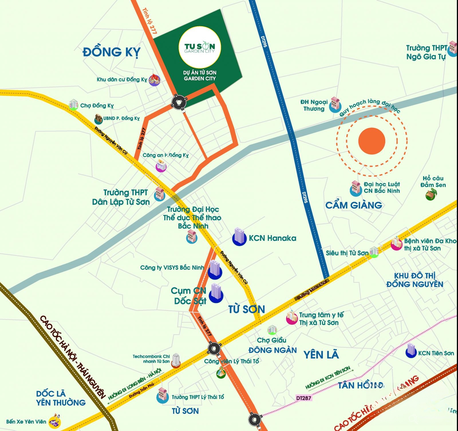 Vị trí dự án KĐT Từ Sơn Garden City
