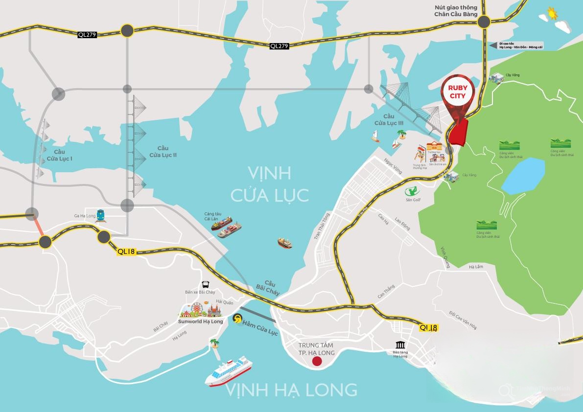 Vị trí dự án Ruby City Hạ Long, Quảng Ninh trên bản đồ