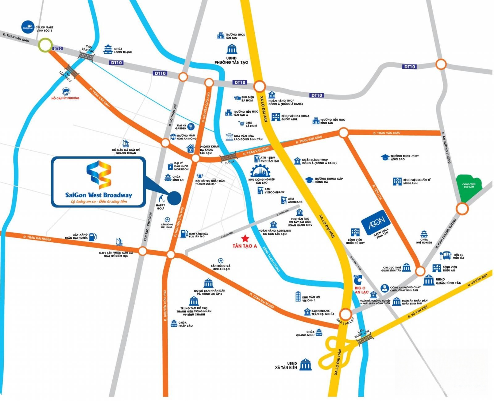 Vị trí dự án Saigon West Broadway trên bản đồ Vị trí dự án Saigon West Broadway