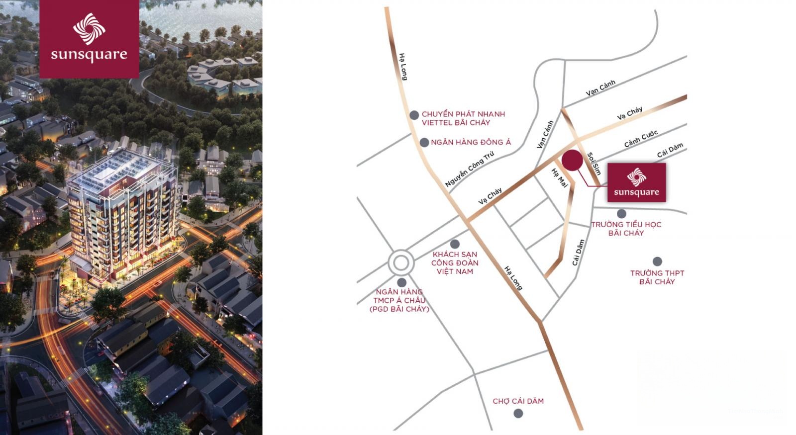 Vị trí dự án Sun Square Hạ Long trên bản đồ Vị trí dự án Sun Square Hạ Long