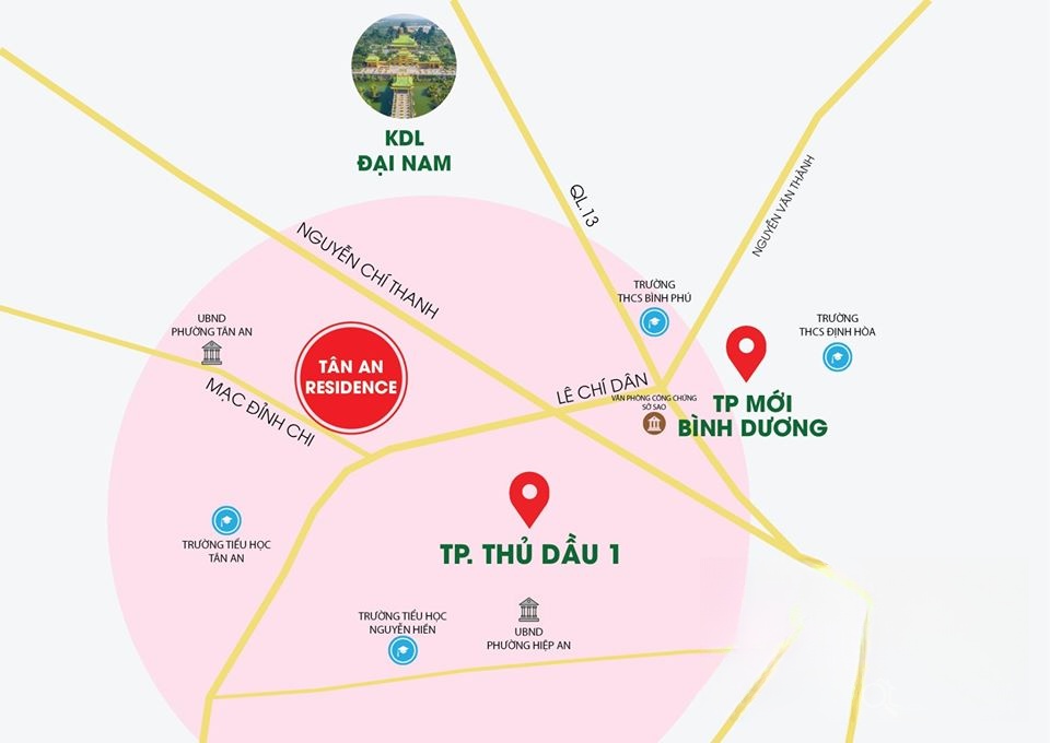 Vị trí dự án Tân An Residence trên bản đồ