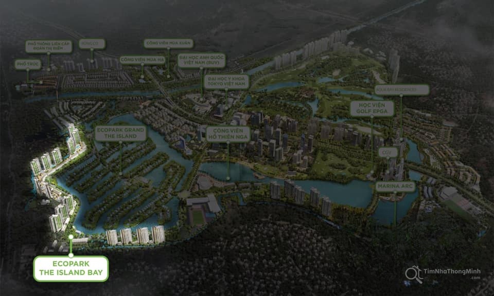 Vị trí dự án The Island Bay trên bản dồ phân khu KĐT Ecopark tại Văn Giang, Hưng Yên