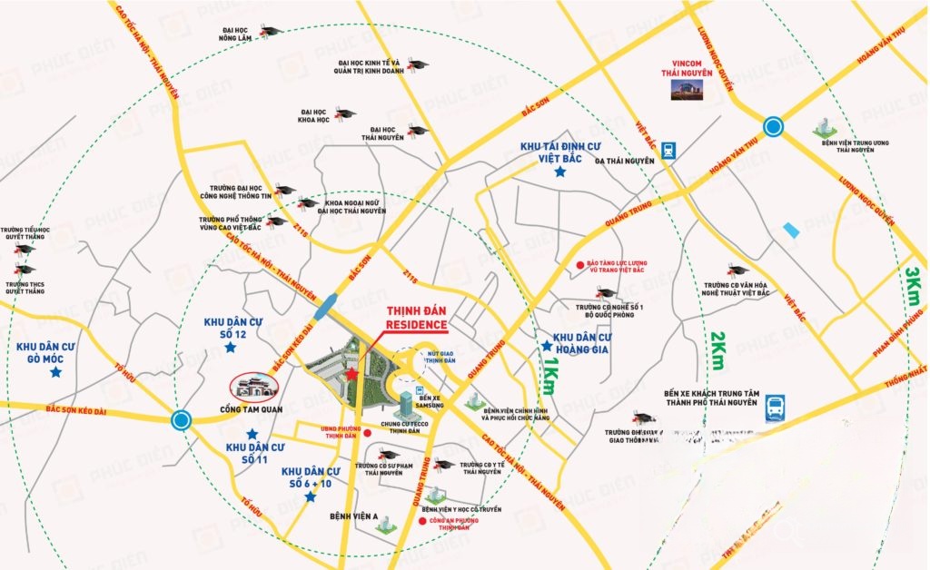 Vị trí dự án Thịnh Đán Residence trên bản đồ