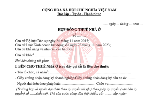Mẫu Hợp Đồng Thuê Nhà Chuẩn 2026 - Hướng Dẫn Điền Và Lưu Ý - hình 1